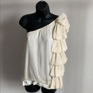 One shoulder gold studded blouse